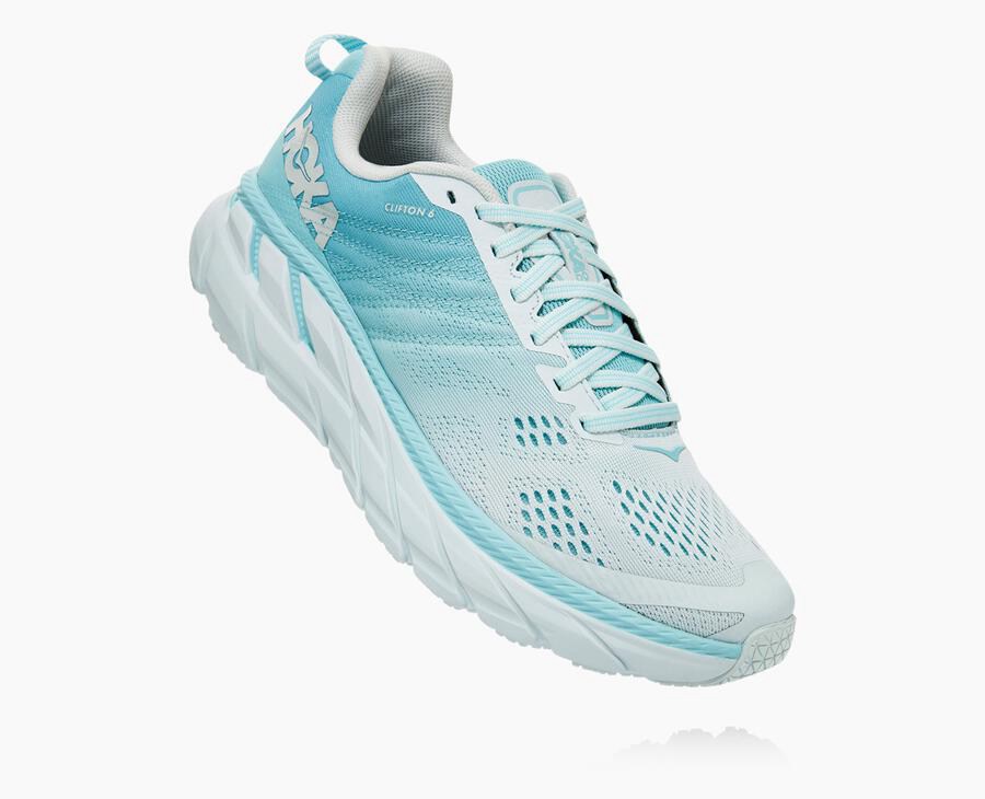 Hoka One One Bezecke Topanky Damske Modre/Biele - Clifton 6 - 73562-LQOR